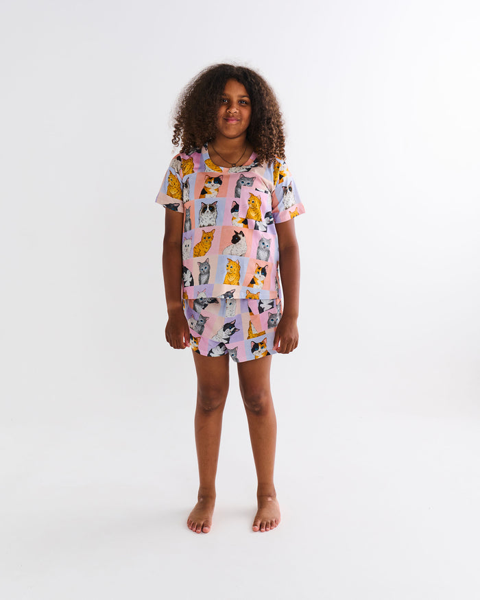Kitty Cat Teen Organic Cotton Short Sleeve T-Shirt & Shorts Pyjama Set