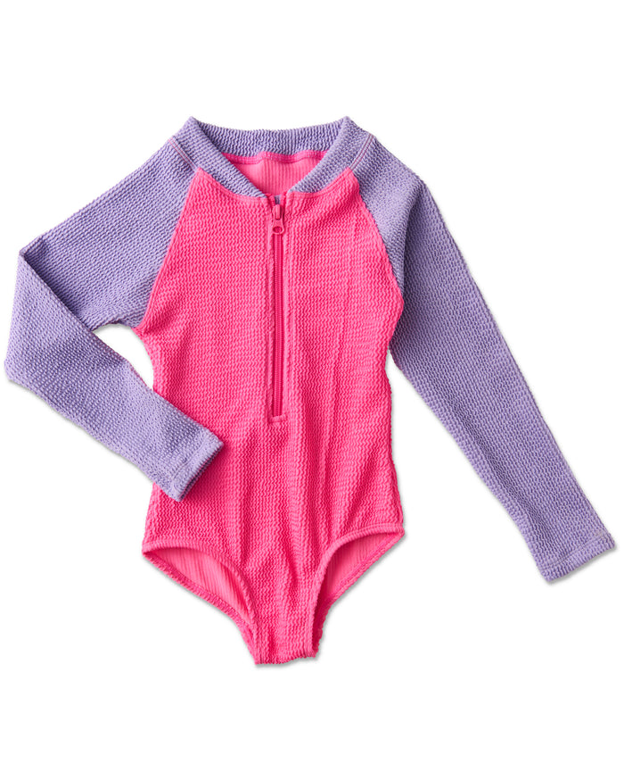 Sherbet Crinkle Long Sleeve Bathers