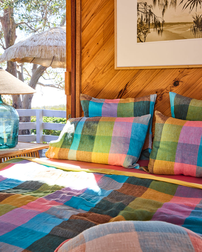 Sorbet Tartan Linen European Pillowcases