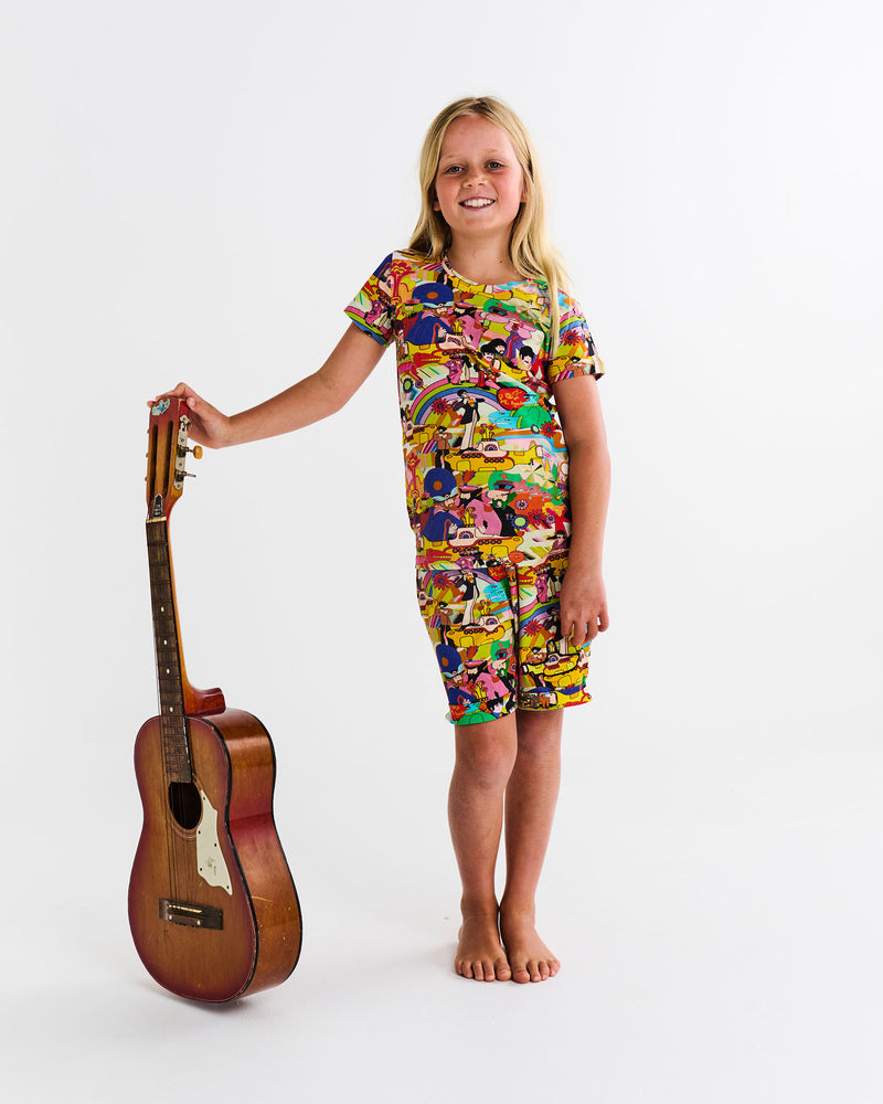 Kip&Co x The Beatles Big Band Kids Organic Cotton Short Sleeve Tee & Short Pyjama Set