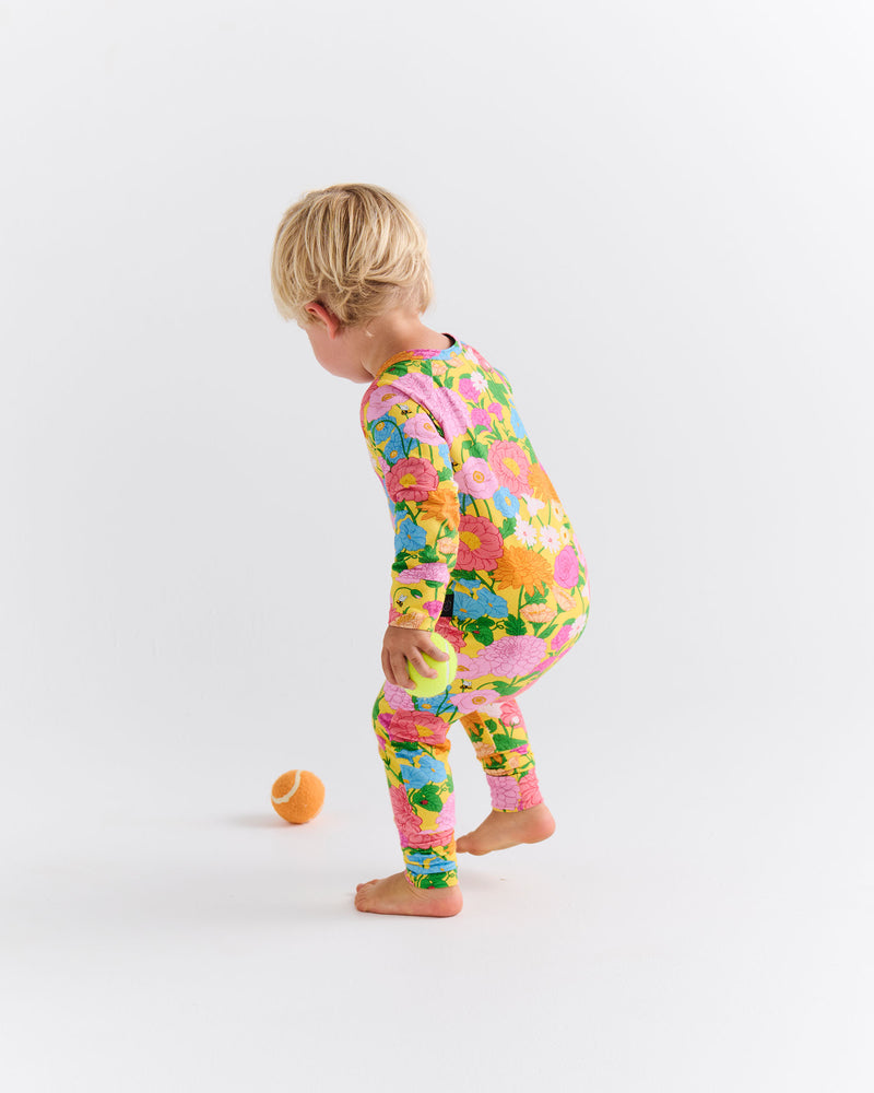 Follow The Sun Yellow Organic Long Sleeve Zip Romper