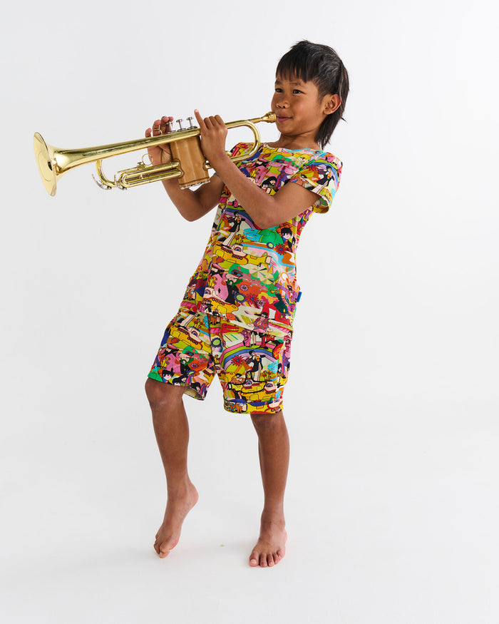 Kip&Co x The Beatles Big Band Kids Organic Cotton Short Sleeve Tee & Short Pyjama Set