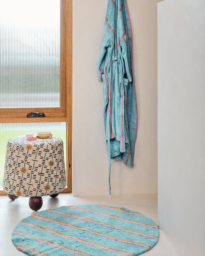 Aegean Stripe Round Bath Mat