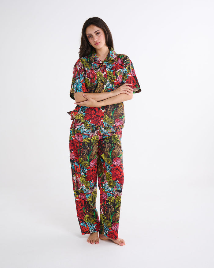 Kip&Co x Margaret Preston Bush Natives Adult Organic Cotton Short Sleeve Shirt & Pant Pyjama Set
