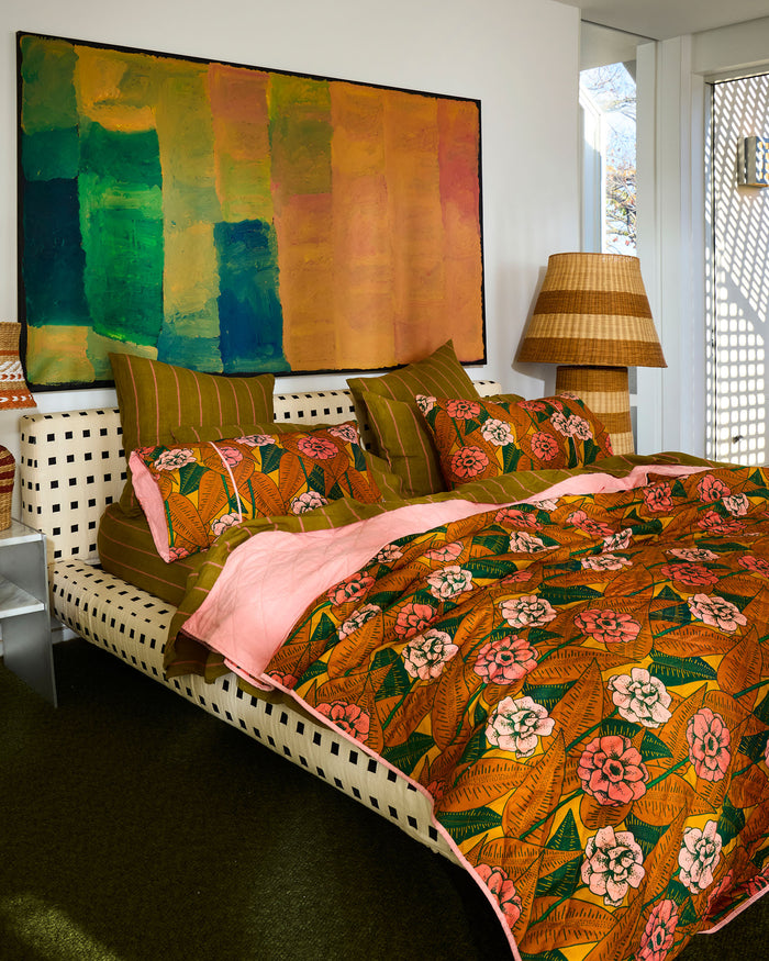 In Bloom Linen Quilted Bedspread