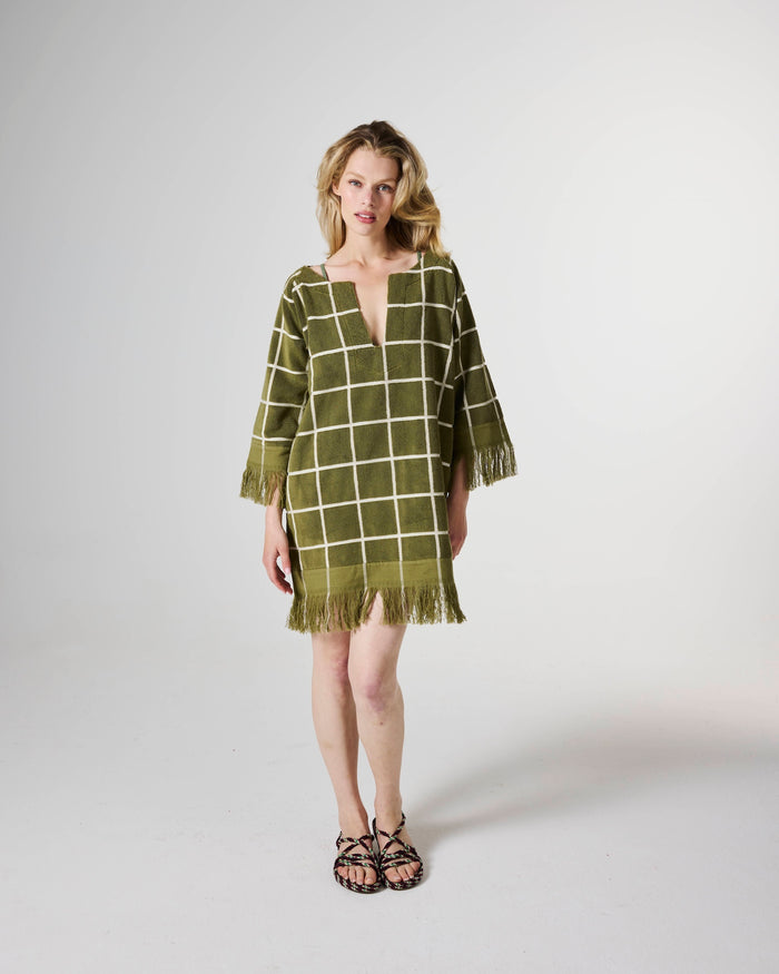 Avocado Check Adult Resort Beach Dress