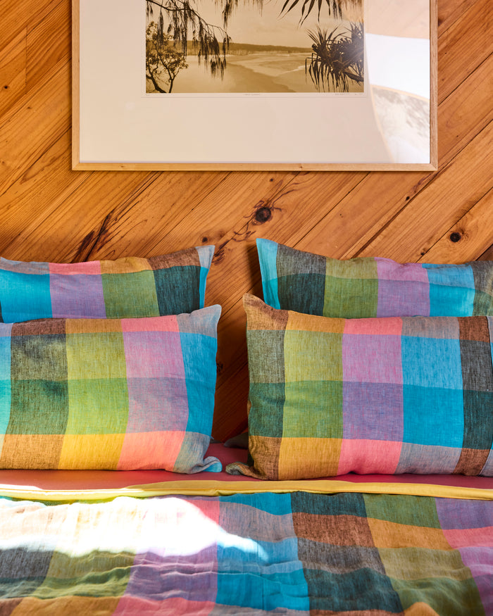 Sorbet Tartan Linen Pillowcases
