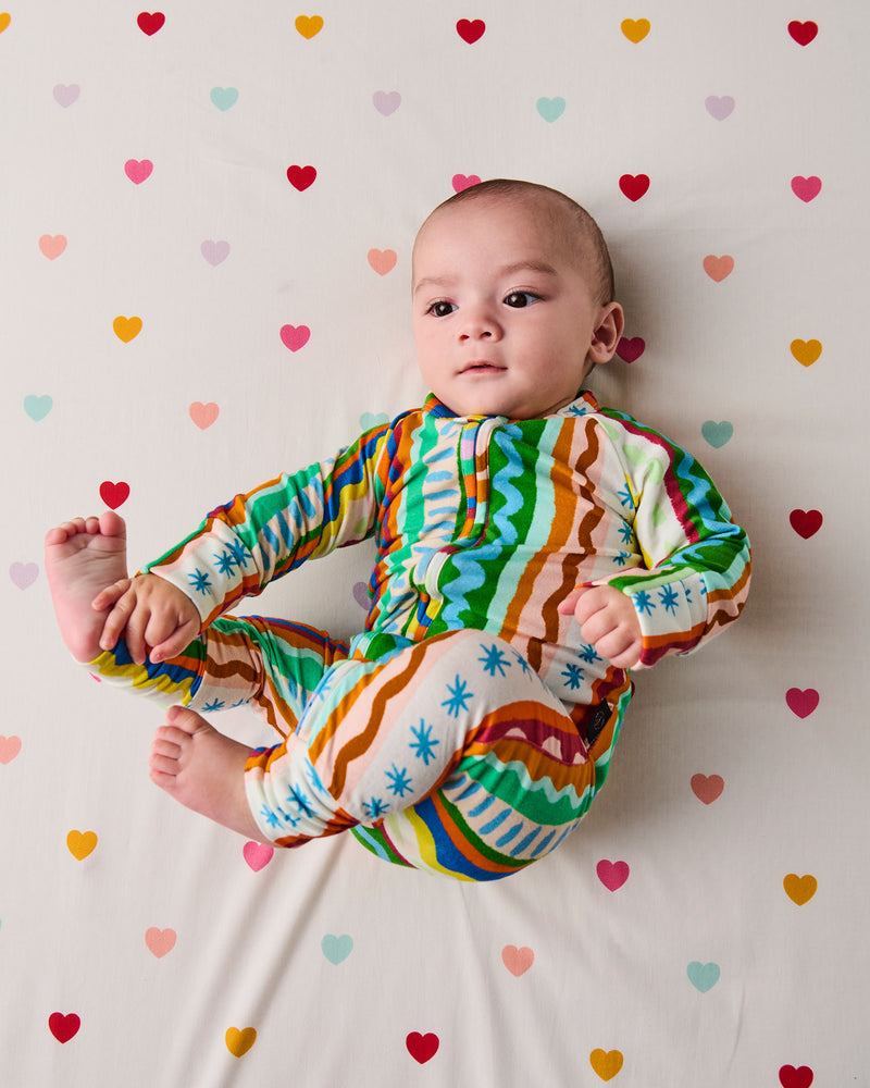 Beach Patterns Organic Long Sleeve Zip Romper