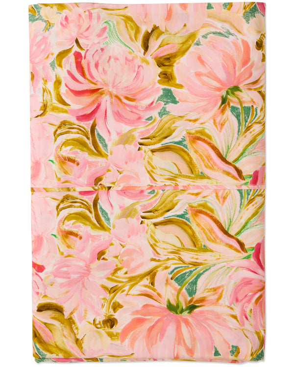 Warm Floral Breeze Organic Cotton Flat Sheet