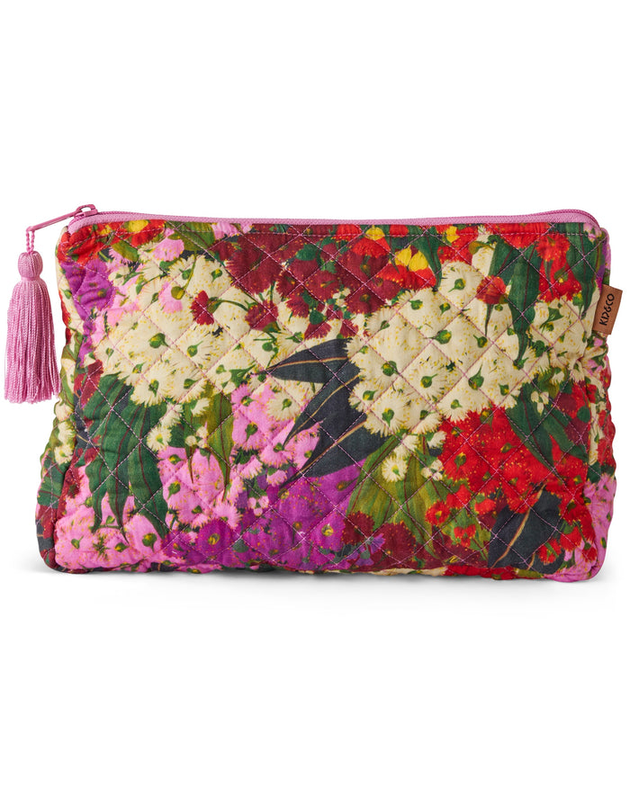 Australian Bush Blossom Quilted Cotton Toiletry Purse
