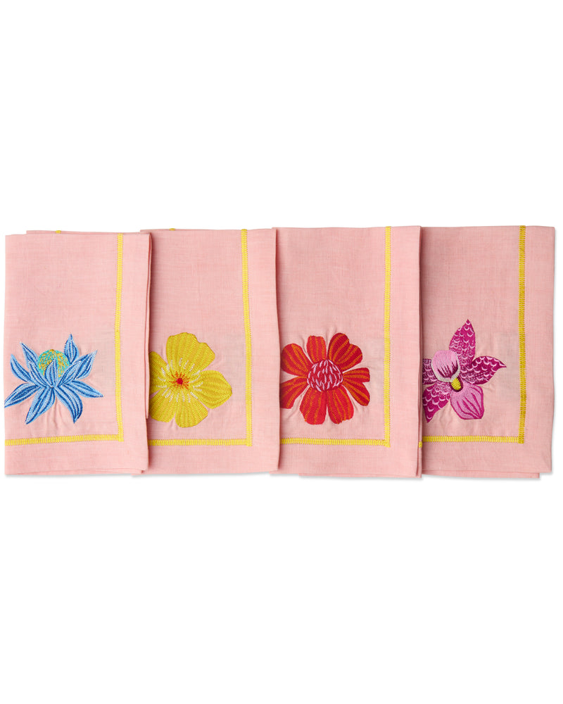 Wild Flower Embroidered 4P Napkin Set