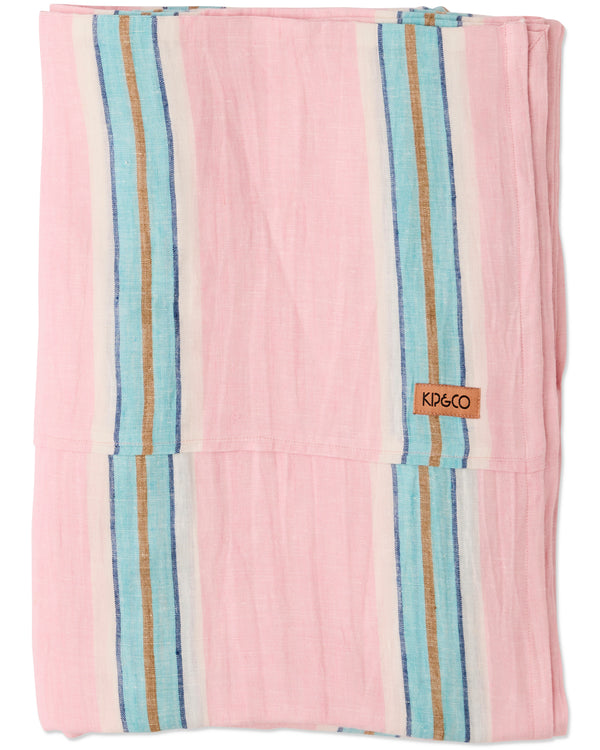 Tickled Pink Stripe Linen Flat Sheet