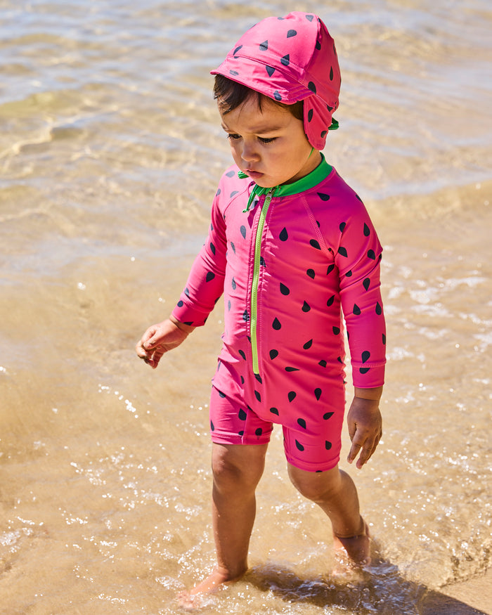 Melon Baby Long Sleeve Zip Bathers