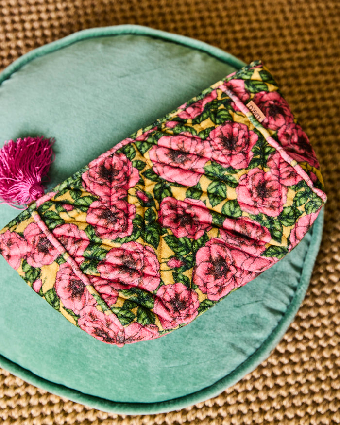 Golden Peony Velvet Toiletry Bag
