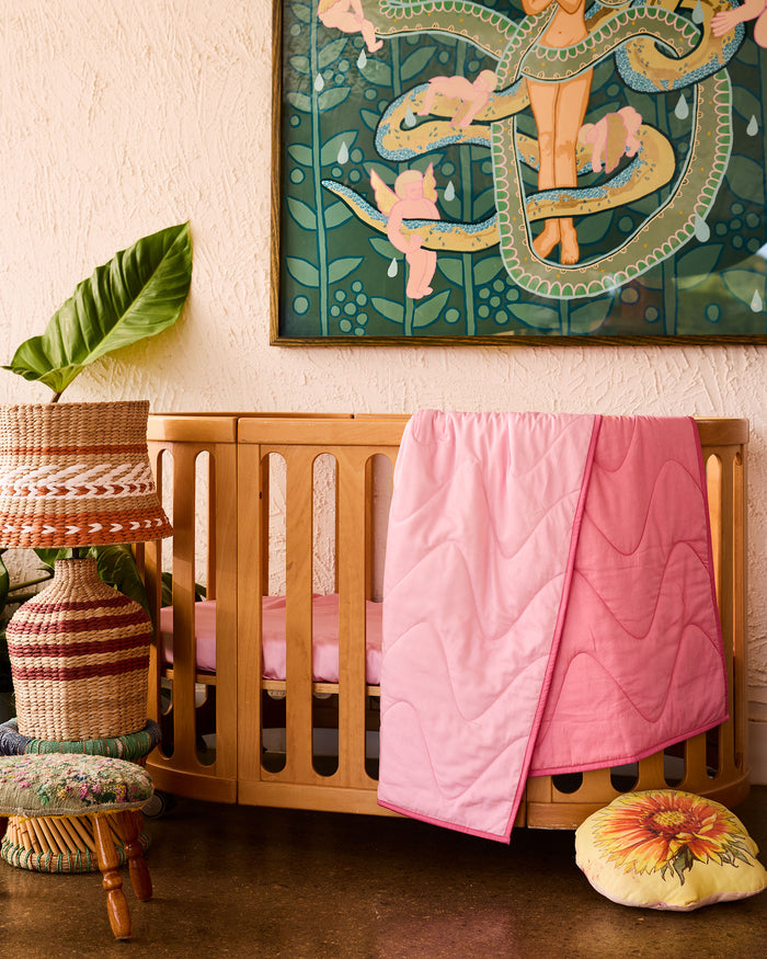 Glow In Pink Bamboo Cotton Quilted Cot Bedspread