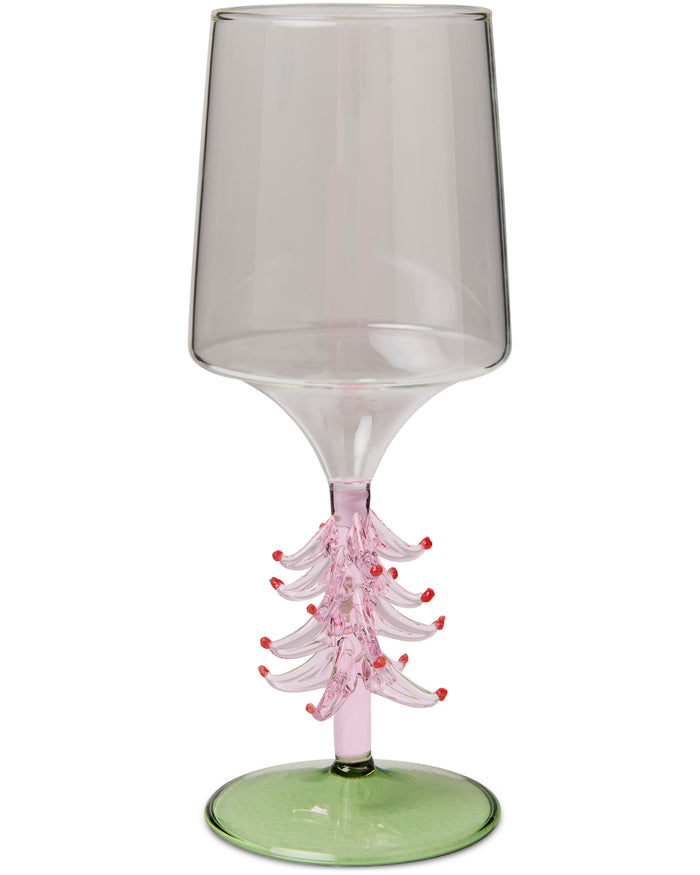 Tickled Pink Christmas Wine Glass 2P Set