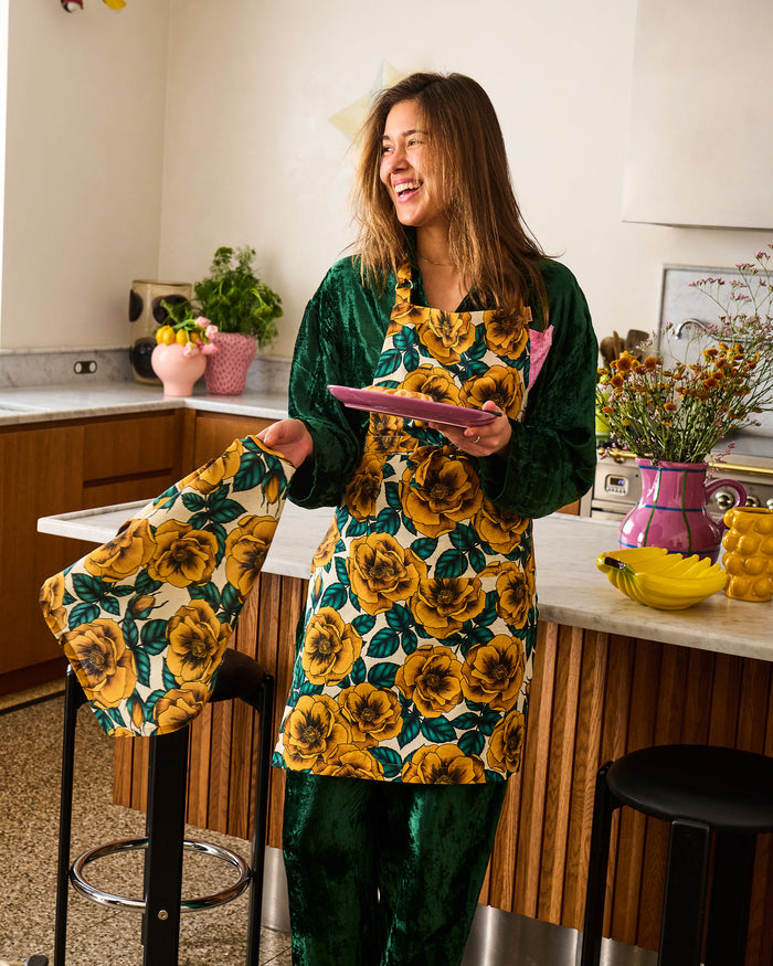 Golden Peony Tea Towel