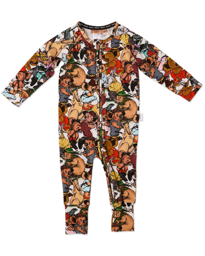 Kip&Co x Blinky Bill Blinky And Friends Organic Long Sleeve Zip Romper