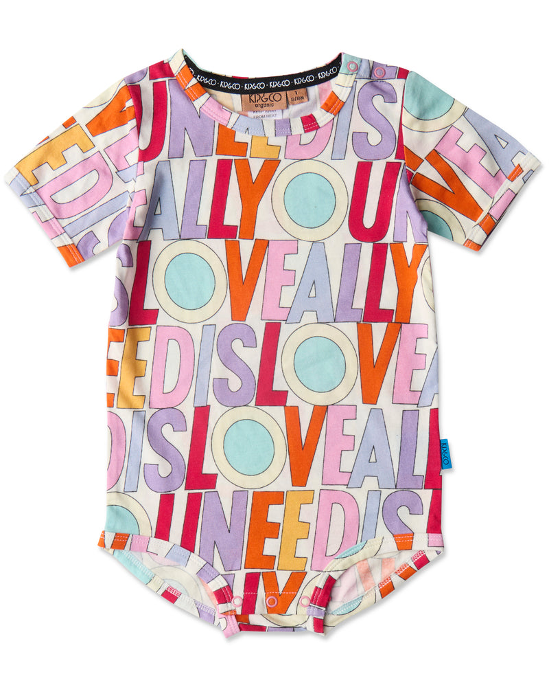 Kip&Co x The Beatles All You Need Is Love Organic Short Sleeve Romper