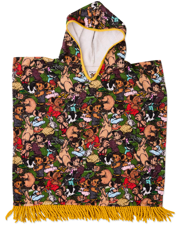 Kip&Co x Blinky Bill Blinky And Friends Printed Kids Terry Poncho