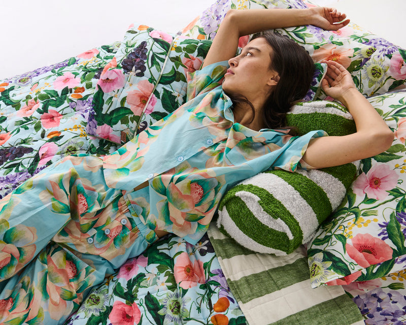 Moss Stripe Boucle Bolster Cushion