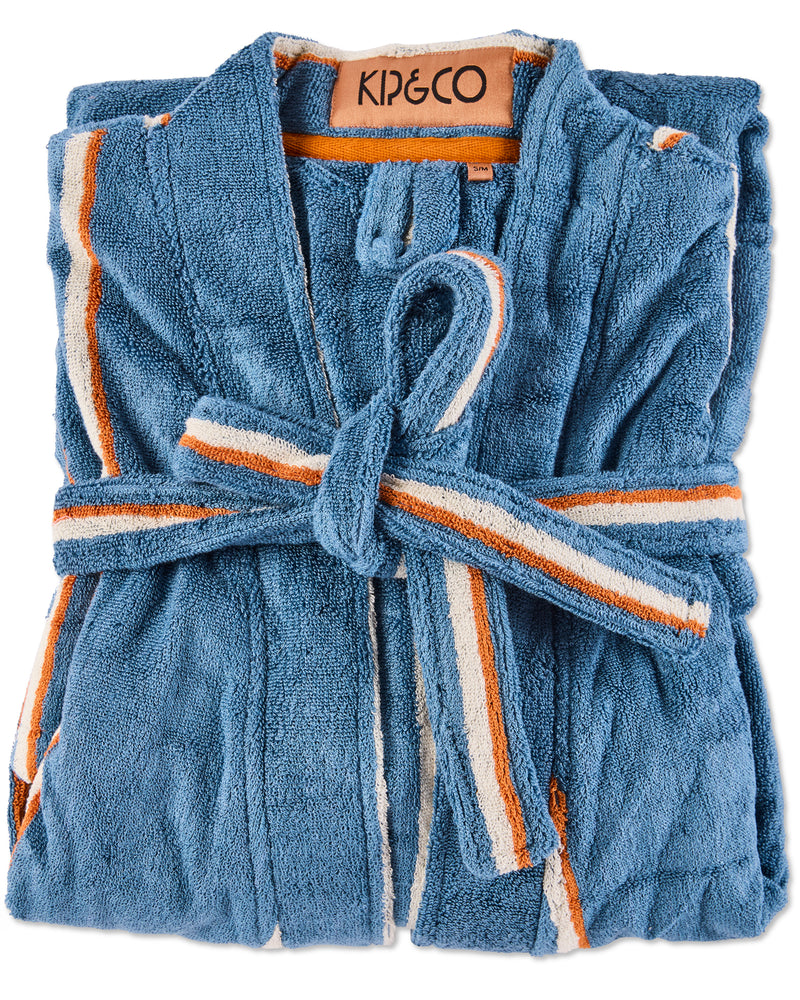 Blue Lagoon Stripe Bamboo Terry Bath Robe
