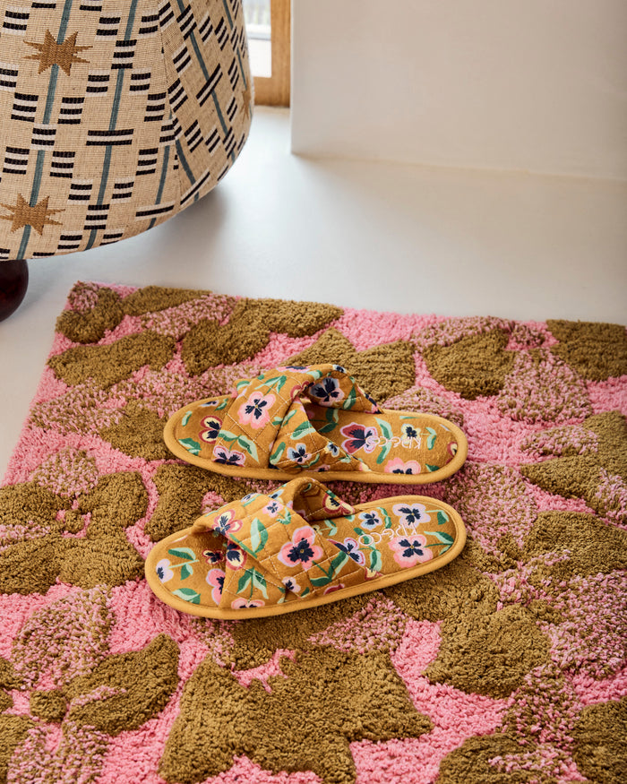 Pretty Pansy Quilted Velvet Adult Slippers