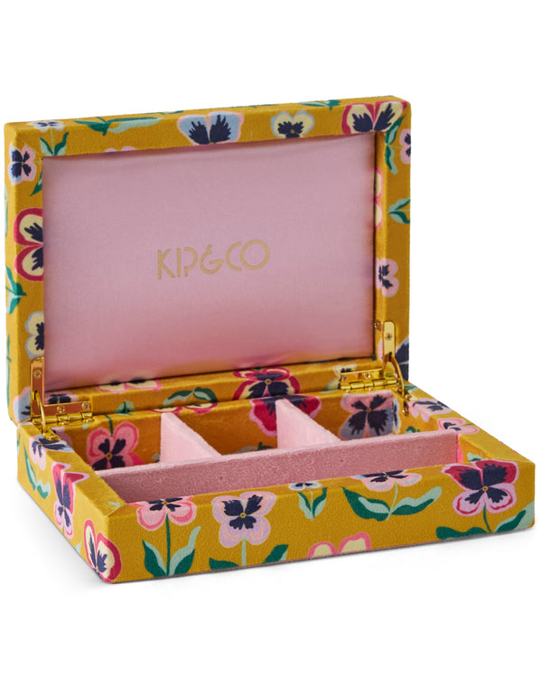 Pretty Pansy Velvet Jewellery Box Small