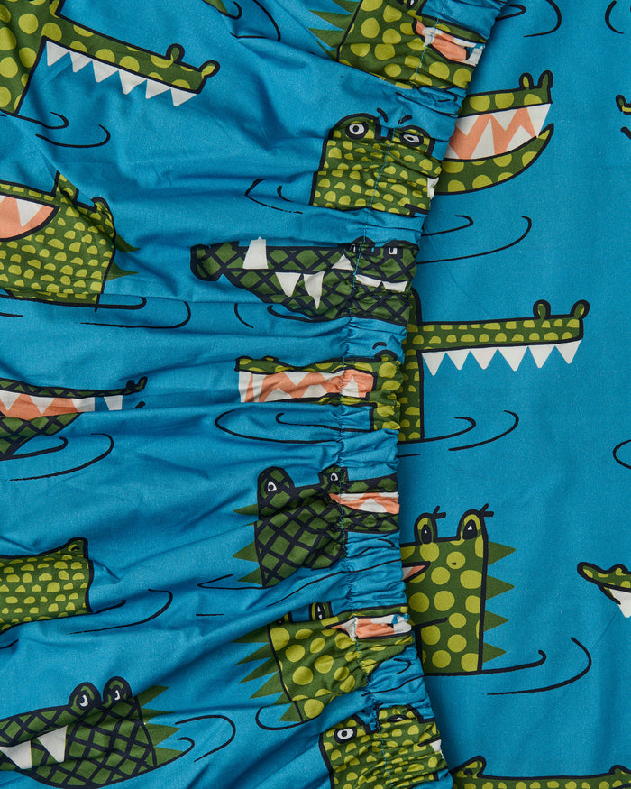 Crocodile Rock Blue Organic Cotton Fitted Sheet