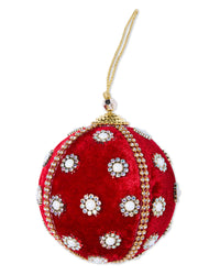 Flower Crystal Red Embellished Bauble