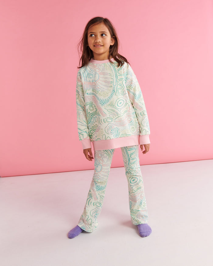 Tjala Tjukurpa Pastel Organic Cotton Flare Leggings