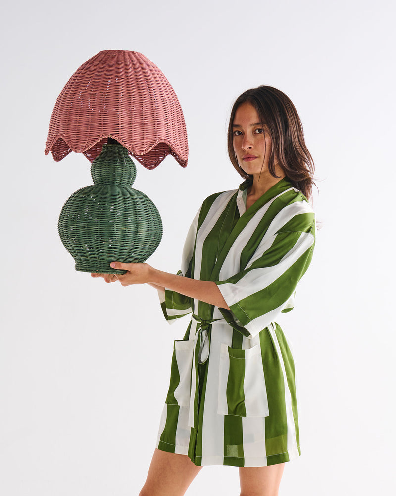 Moss Stripe Eco Satin Robe