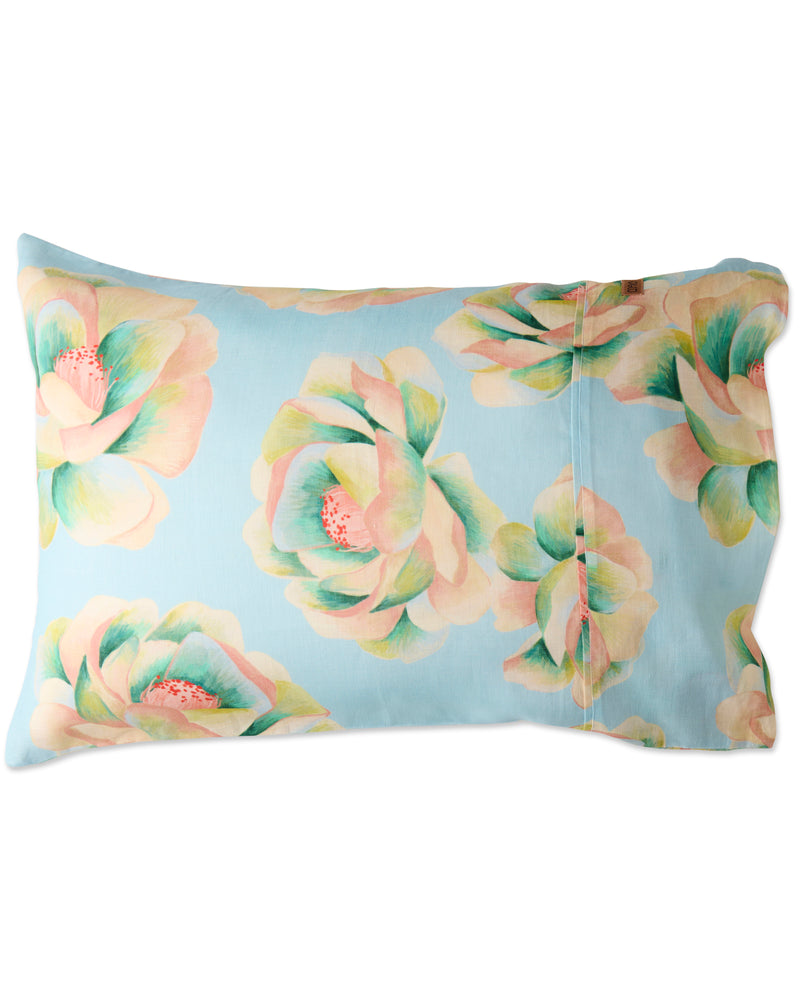 Big Beauty Floral Blue Linen Pillowcases