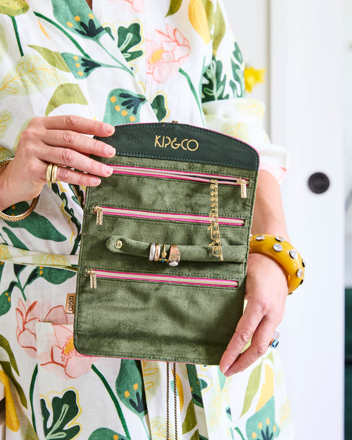 Prickly Pear Velvet Jewellery Roll