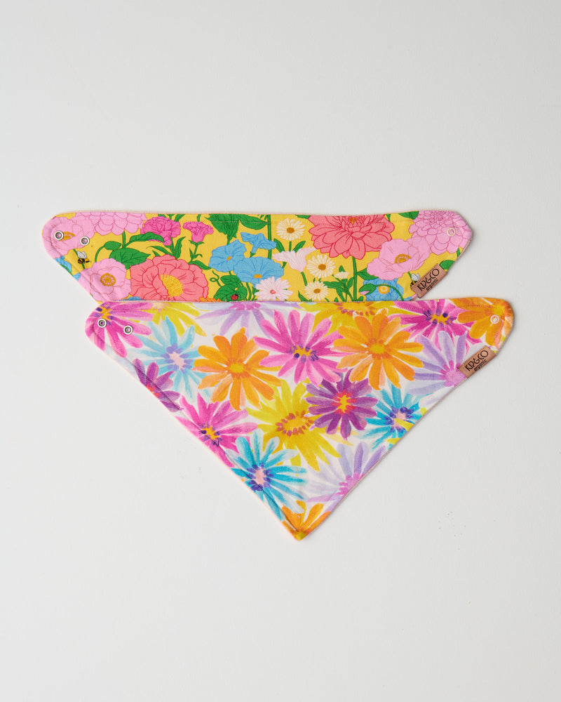 Flower Power Organic Cotton Dribble Bib Set