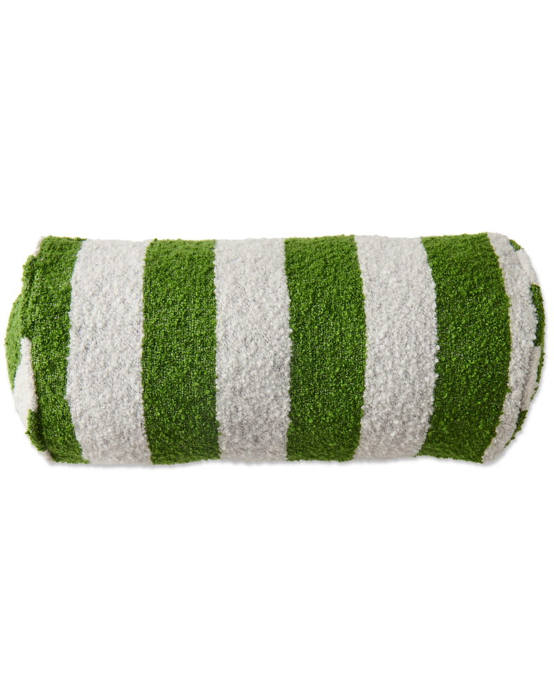 Moss Stripe Boucle Bolster Cushion
