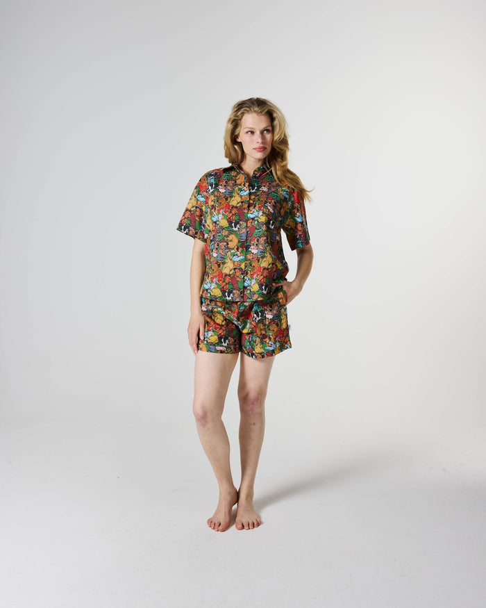 Kip&Co x Blinky Bill Blinky And Friends Adult Organic Cotton Short Sleeve Shirt & Short Pyjama Set