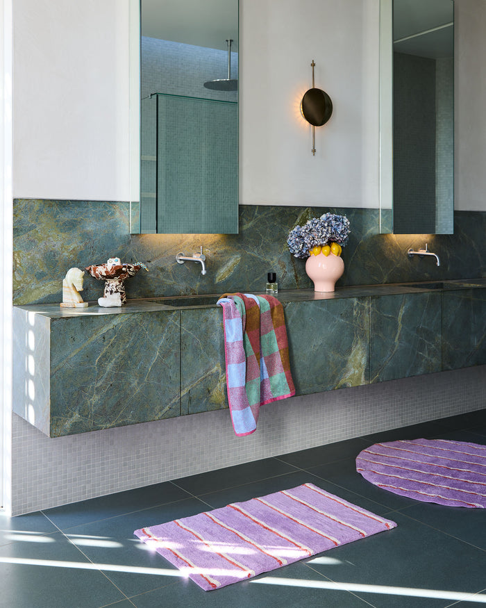 Lavender Field Stripe Bath Mat