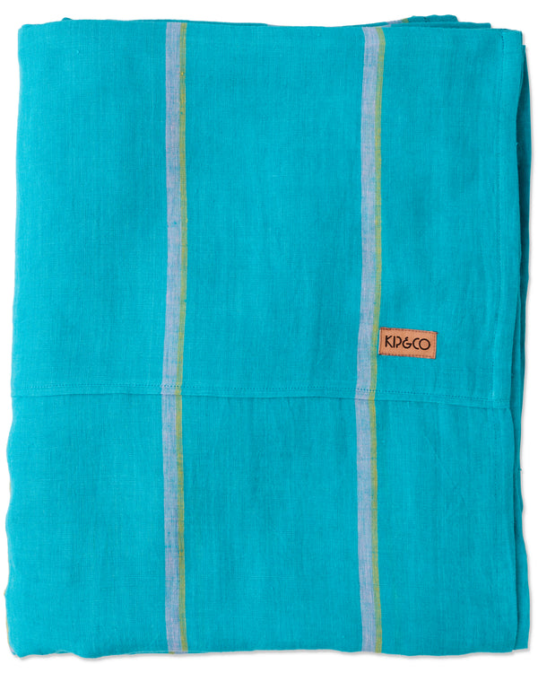 Aegean Stripe Linen Flat Sheet