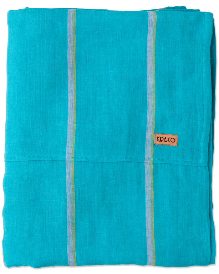 Aegean Stripe Linen Flat Sheet