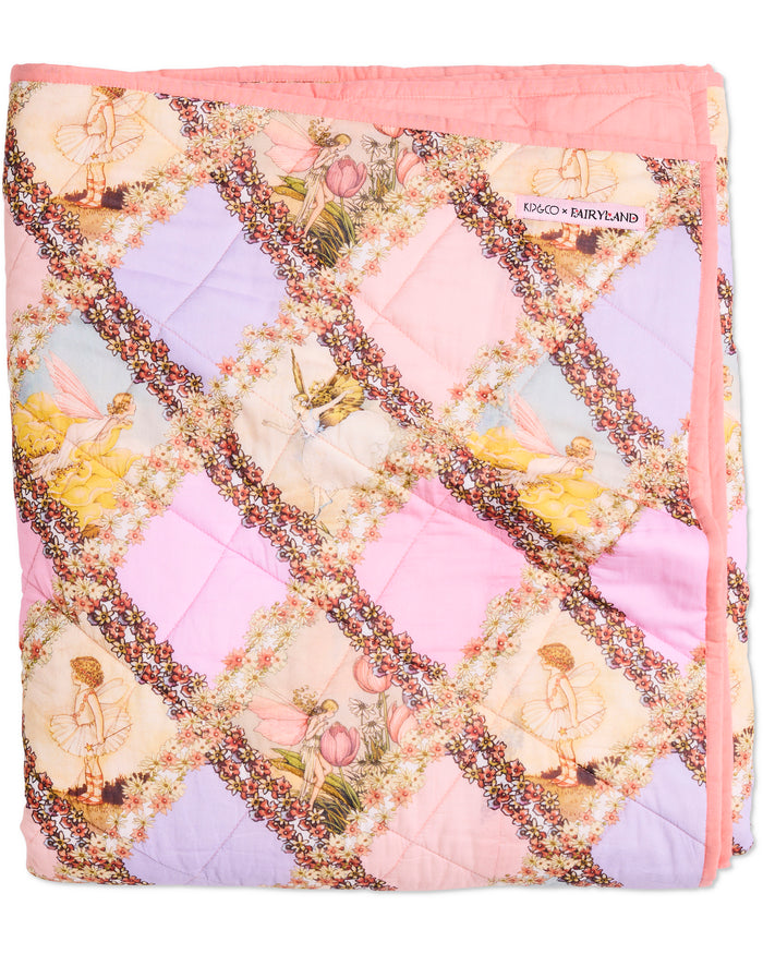 Kip&Co x Fairyland Flower Chain Harlequin Organic Cotton Quilted Kids Bedspread