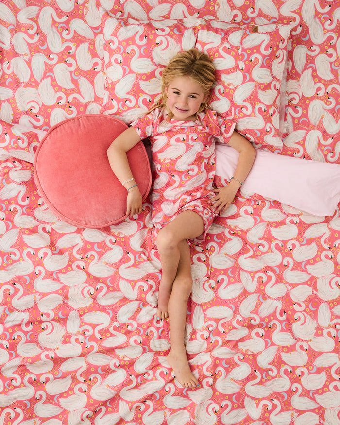 Swanette Kids Organic Cotton Short Sleeve Tee & Frill Short Pyjama Set