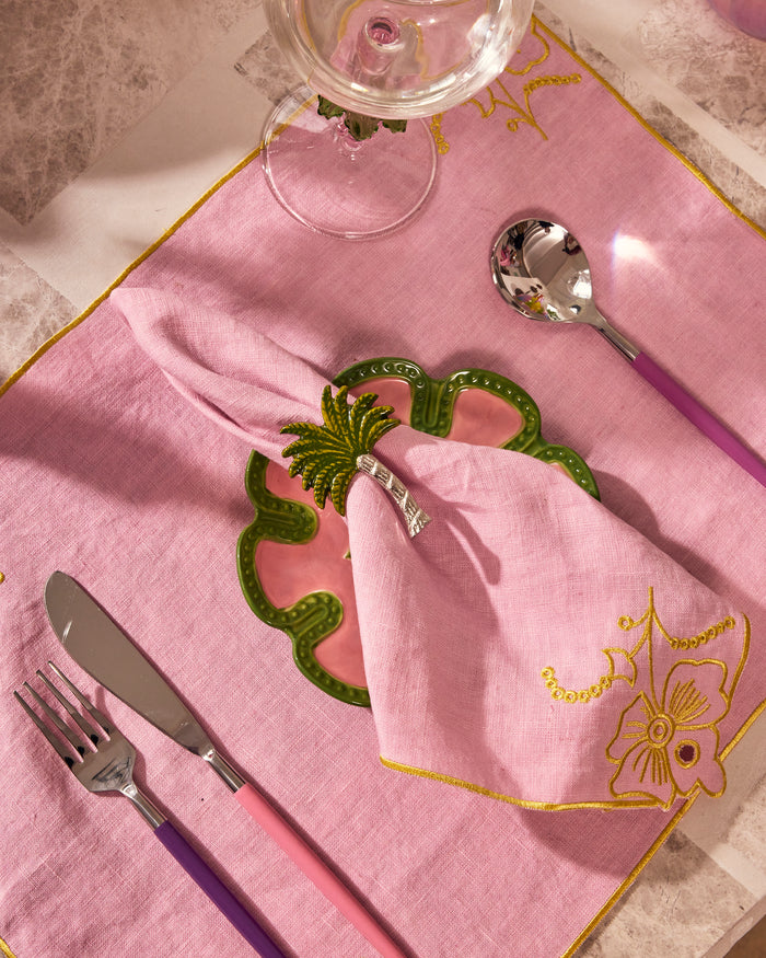 Pink Tuscan Embroidered 4P Napkin Set