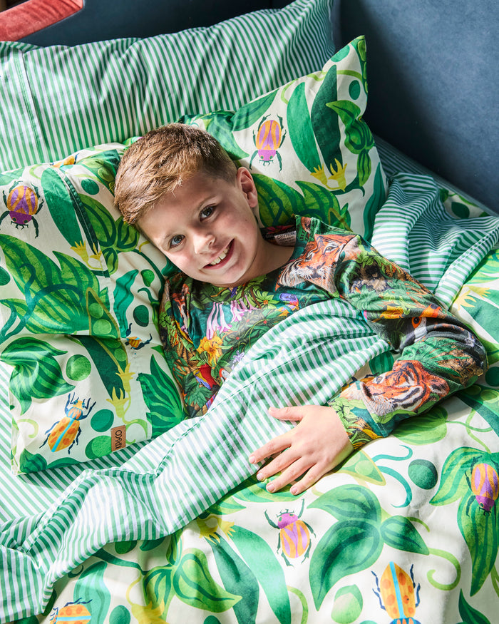 Tarragon Stripe Organic Cotton Flat Sheet