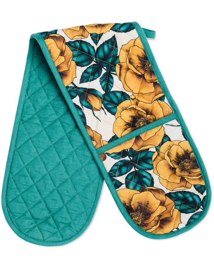 Golden Peony Double Oven Mitt
