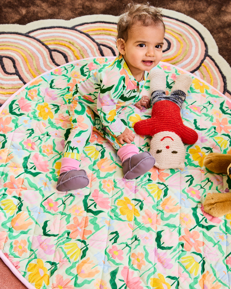 Popping Flowers Green Quilted Baby Play Mat – Kip&Co