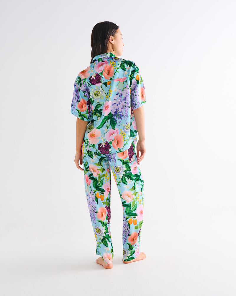 Spring In The Air Adult Eco Satin Short Sleeve Shirt & Pant Pyjama Set