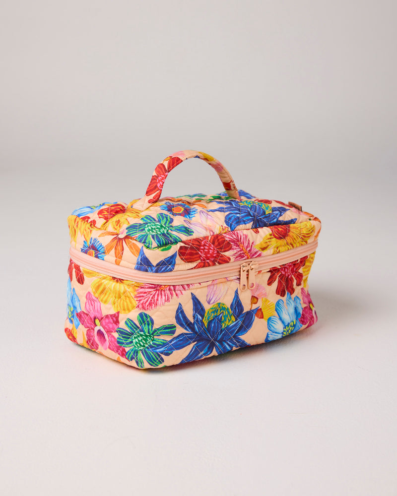 Wild Flowers In Bloom Quilted Cotton Toiletry Case