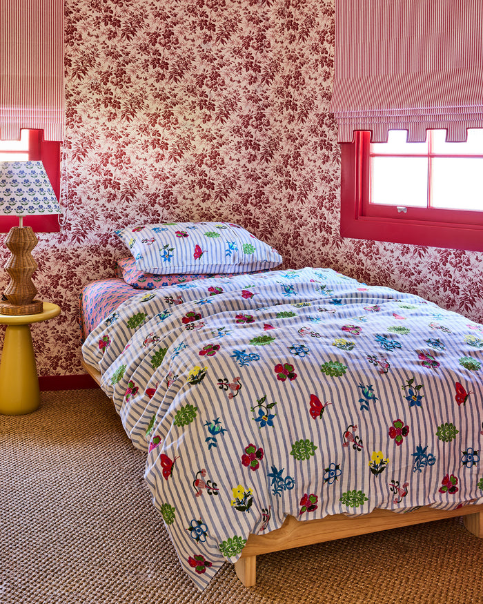 Kip&Co x Anna Spiro Malabar Floral Embroidered Linen Quilt Cover