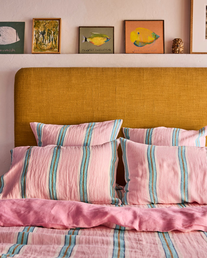 Tickled Pink Stripe Linen European Pillowcases